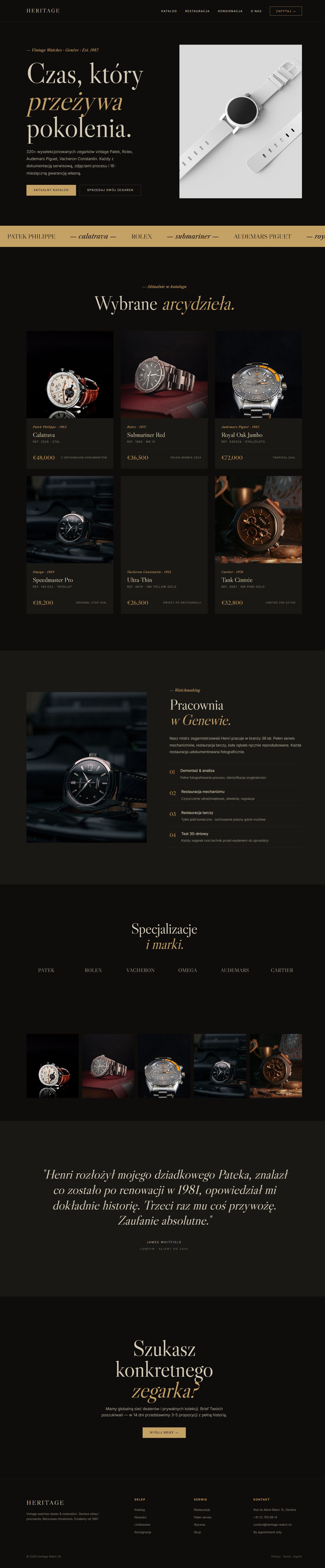 Heritage Watch — pełny widok strony