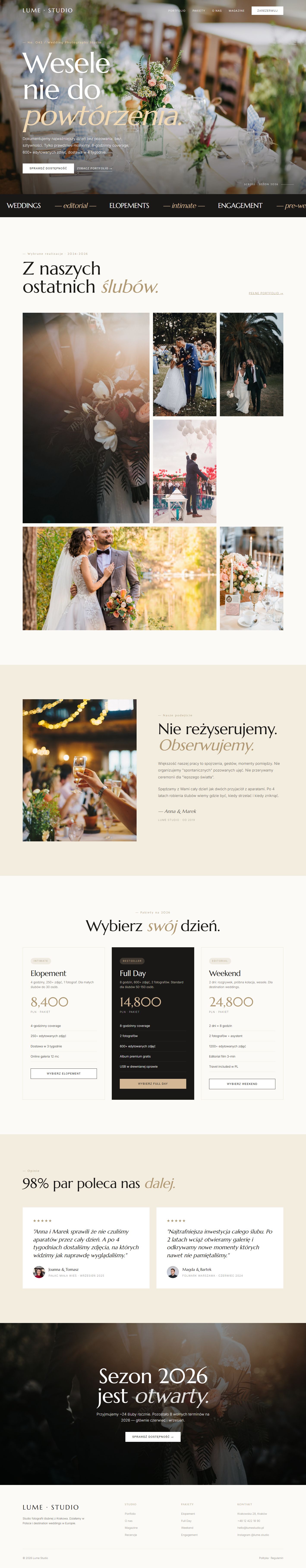 Lume — pełny widok strony