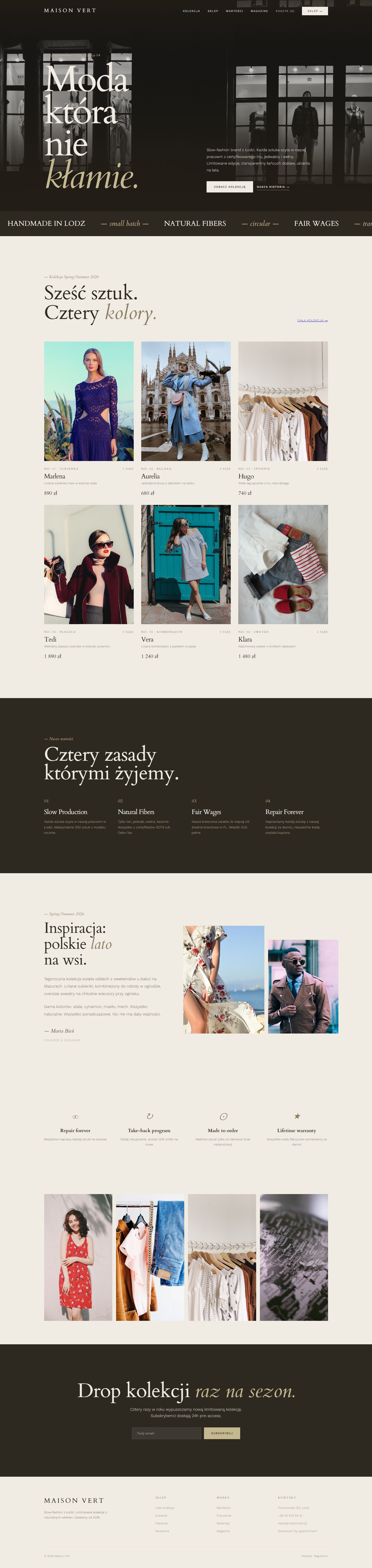 Maison Vert — pełny widok strony